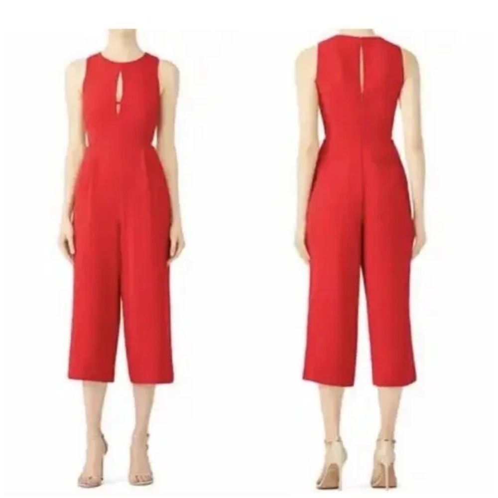 Greylin Red Sleeveless Cropped Jumpsuit Size S